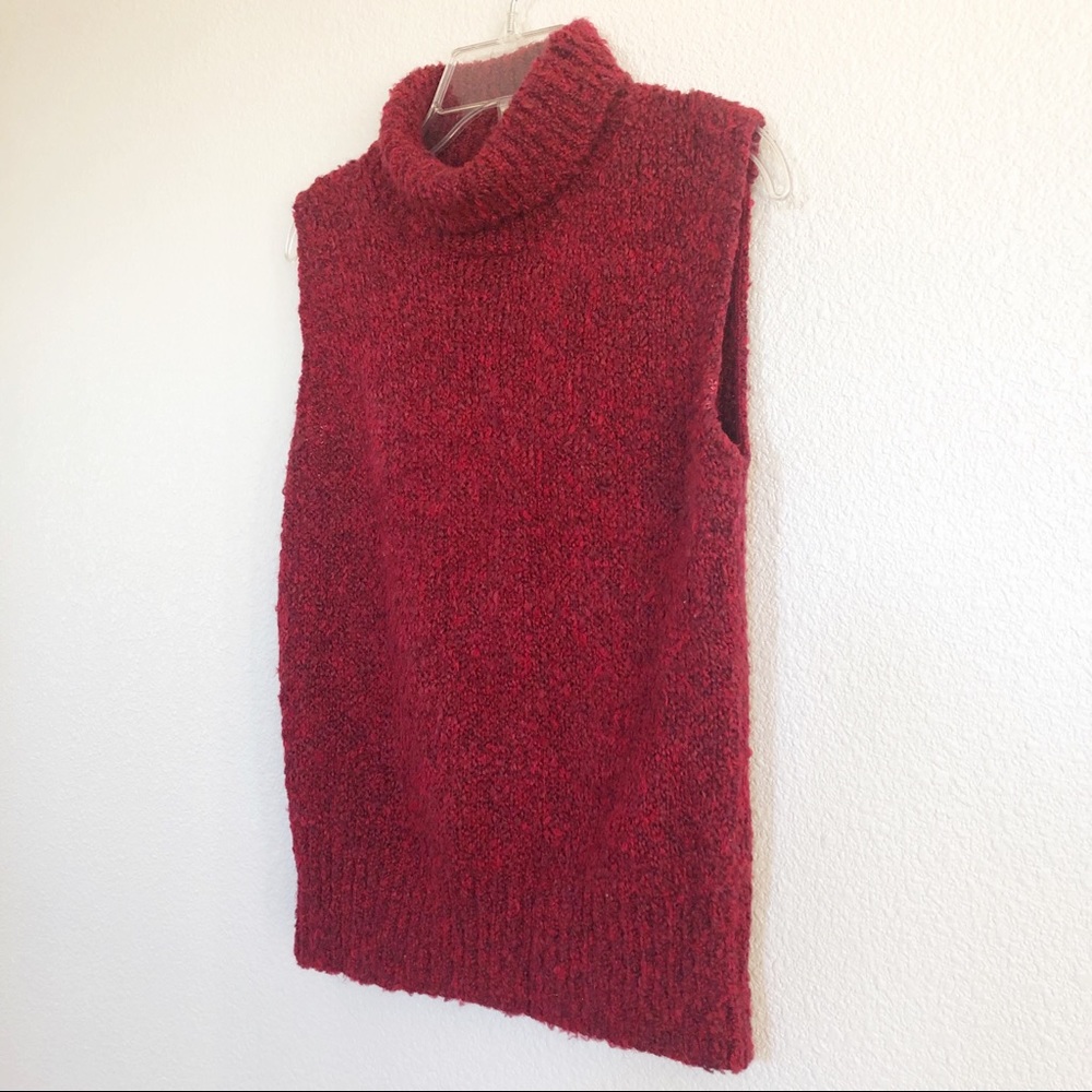 Gloria Vanderbilt Maroon Cowl Neck Knit Top Vest M